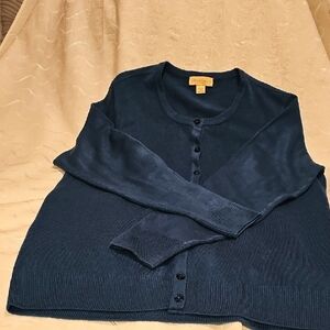 Appleseeds teal blue womans large cardigan soft acrylic fiber good condition